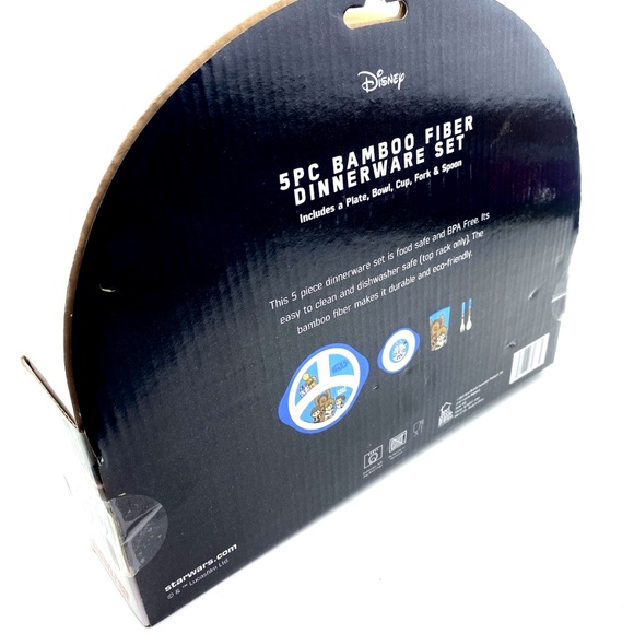 Starwars Baby Feeding Set 5pc Bamboo Fiber Dinnerware Plate Bowl Cup Spoon Fork - Picture 5 of 7